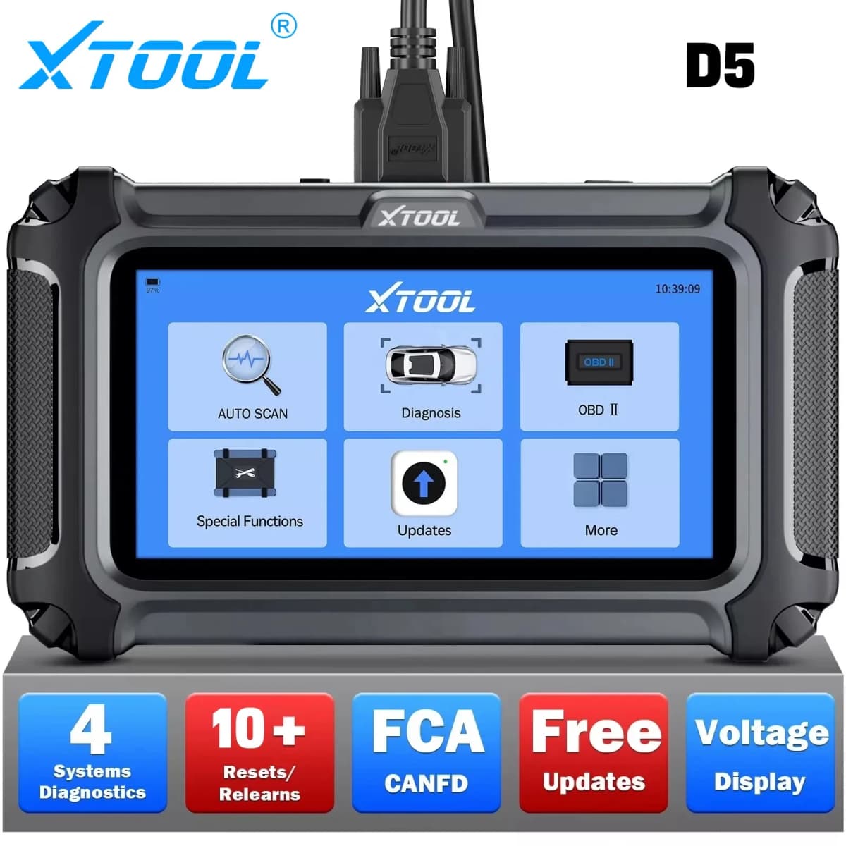 XTOOL D5 Automotive Scanner ABS SRS Engine AT System Scanner 10 Resets Service OBD2 Scanner Lifetime Free Update