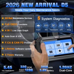 XTOOL D5 Automotive Scanner ABS SRS Engine AT System Scanner 10 Resets Service OBD2 Scanner Lifetime Free Update
