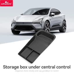 Smabee LHD for Polestar 4 2023 2024 Car Storage Box Center Console Lower Layer Storage Tray Organizer Interior Accessories Black
