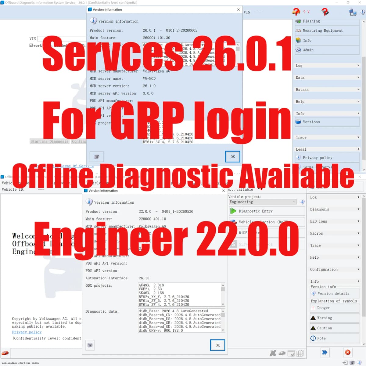Remote Download Install Software for Odis Service S 26.0.1 for Odis E Engineering 22.0.0 Supports GRP Login Support 6154A WIN10