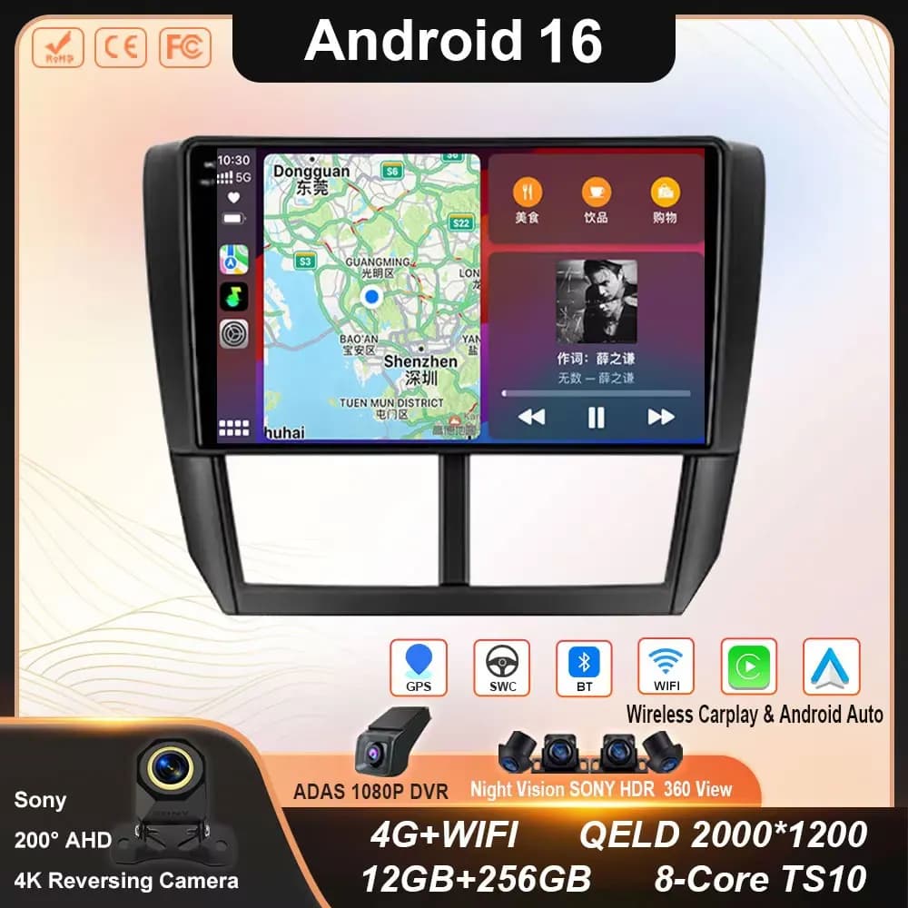 Android 16 Carplay Auto For Subaru Impreza GH GE 2007 2008 2009 2010 2011 Car Radio Multimedia Player Stereo Head Unit 4G WiFi