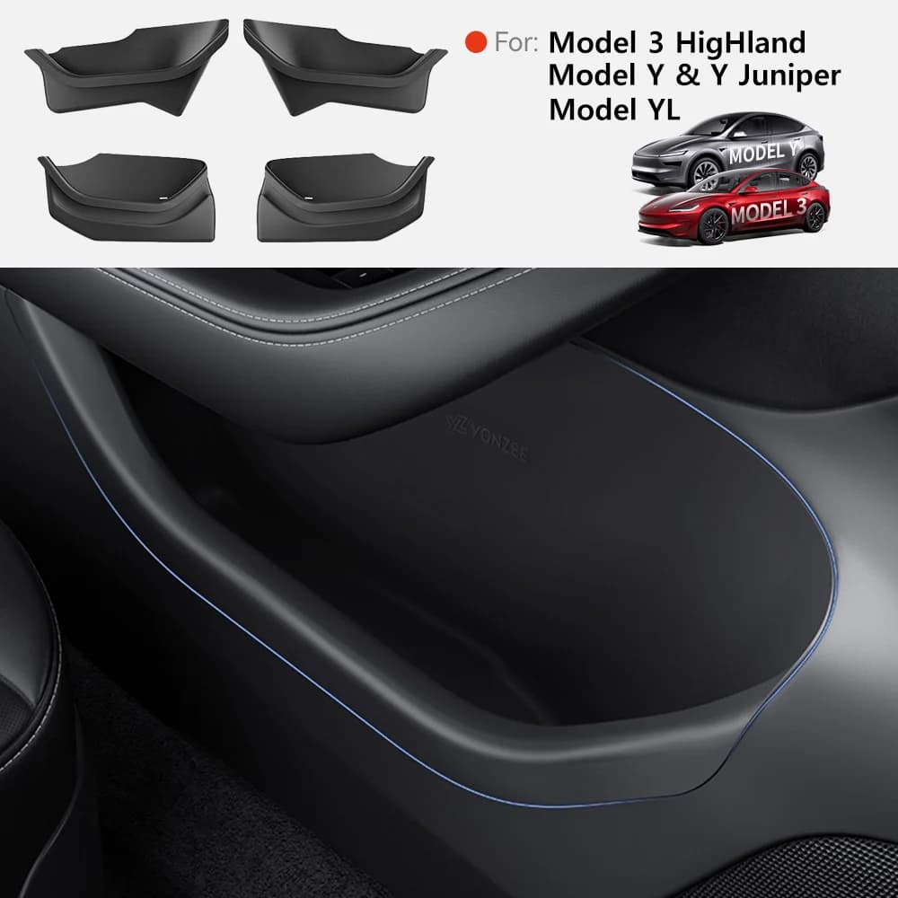 YZ Car Door Side Storage Box For Tesla Model Y 3 YL Juniper Highland Door Organizer Tray Trash Can Interior Accessories
