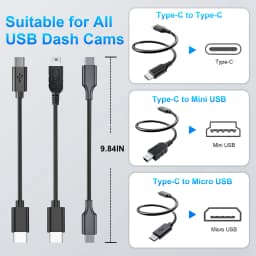 Mangoal Dash Cam Power Adapter For BMW With 3-Pin Rain Sensor Port Mirror Camera Type-C Mini Micro USB Interface Plug and Play