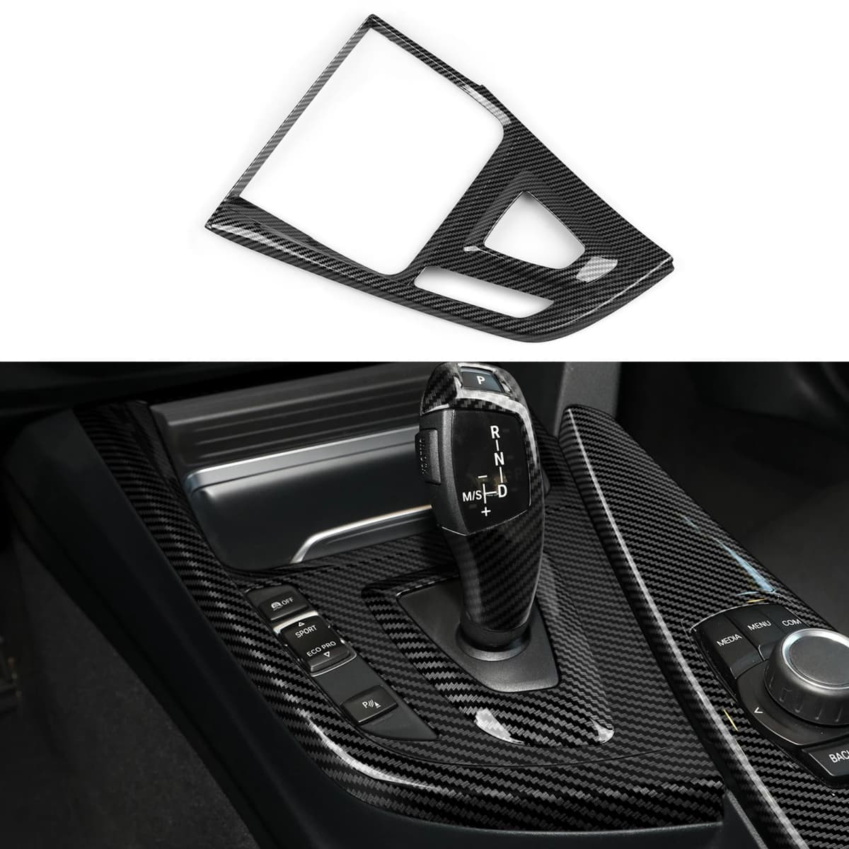 For BMW 3 4 Series F30 F31 F32 F33 F34 F36 (2012-2018) Car Center Console Gear Shift Cover Panel, Carbon Fiber ABS Trim Sticker