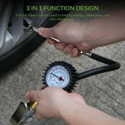 Wear-resistant Thickened Hose Dual Scale Tyre Pressure Gauge, 220PSI High Precision Stable Manual Air Meter for Car