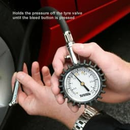Wear-resistant Thickened Hose Dual Scale Tyre Pressure Gauge, 220PSI High Precision Stable Manual Air Meter for Car