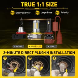 AUXITO 2Pcs H11 H8 Fog LED Lamp Bulbs Light Canbus H9 H10 9145 9140 9006 HB4 No Error DRL Daytime Running Car Lamp 3000K Yellow