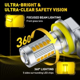 AUXITO 2Pcs H11 H8 Fog LED Lamp Bulbs Light Canbus H9 H10 9145 9140 9006 HB4 No Error DRL Daytime Running Car Lamp 3000K Yellow