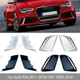 For Audi RS6 2011-2018 Front Bumper Fog Light Lamp Trim Molding Cover Frame Shell Cap Hood Lid For Audi RS7 2009 2010 2011-2018