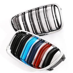 Silver Chrome Frame Double Slat Kindey Grille Front M Color Racing Grill For BMW 5 Series F10 F11 520i 535i 530i 540i 2010-2017