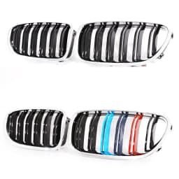 Silver Chrome Frame Double Slat Kindey Grille Front M Color Racing Grill For BMW 5 Series F10 F11 520i 535i 530i 540i 2010-2017