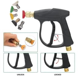 Pressure Washer Gun With Karcher/Nilfisk/Parkside/Bosch Hose Adapter & Quick Connect Nozzle for Car Surface Cleaning