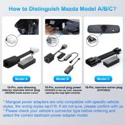 Mangoal Dash Cam Power Adapter For Mazda 6 CX3 CX5 CX9 CX30 CX50 MX30 (Model A/B/C) Plug and Play Type-C Mini Micro USB Adapter