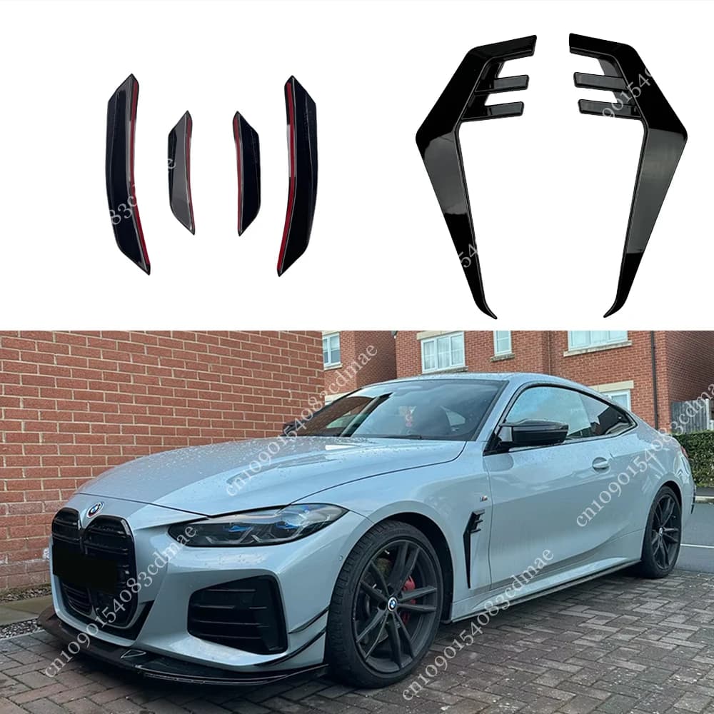 For BMW 4 Series G22 G23 420i 430i M440i M440d M-Sport 2020-2024 Front Bumper Canard Spoiler Side Wing Fin Fender Cover Splitter