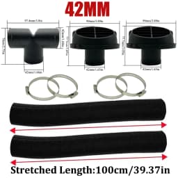 42mm 60mm 75mm 90mm Car Air Diesel Parking Heater 2x Air Outlet Vent + T/YPiece + Duct Pipe + 2x Clamps For Webasto Eberspacher