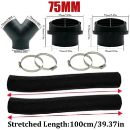 42mm 60mm 75mm 90mm Car Air Diesel Parking Heater 2x Air Outlet Vent + T/YPiece + Duct Pipe + 2x Clamps For Webasto Eberspacher