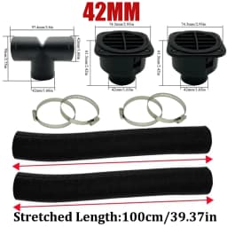 42mm 60mm 75mm 90mm Car Air Diesel Parking Heater 2x Air Outlet Vent + T/YPiece + Duct Pipe + 2x Clamps For Webasto Eberspacher