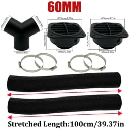 42mm 60mm 75mm 90mm Car Air Diesel Parking Heater 2x Air Outlet Vent + T/YPiece + Duct Pipe + 2x Clamps For Webasto Eberspacher
