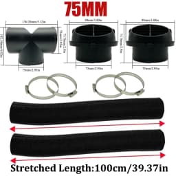 42mm 60mm 75mm 90mm Car Air Diesel Parking Heater 2x Air Outlet Vent + T/YPiece + Duct Pipe + 2x Clamps For Webasto Eberspacher