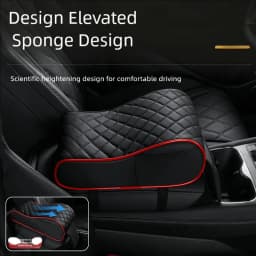 Quilted Memory Foam Car Center Console Armrest Pad - All Weather Height Adjustable Auto Accessory