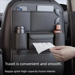 JFBONIN Car Seat Back Organizer - High-Capacity Multi-Pocket Backseat Storage Bag Wear-Resistant Anti-Kick Mat for Vehicle Inter