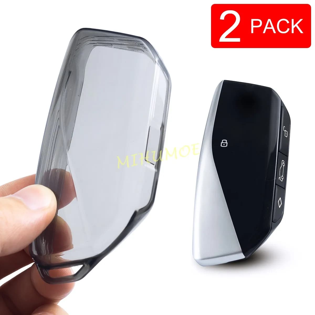 2x Black/Clear Transparent Car Key Case Cover Protector For BMW 5 7 Series i5 i7 X1 X2 X5 X6 X7 IX XM 2024 2025 2026 Accessories