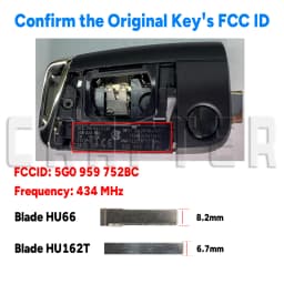 Key Crafters 5G0959752AB/BB ID48 MQB 434MHz Keyless Go Remote CarKey Fits VW Golf 7 MK7 Tiguan Polo Skoda HU66/HU162T KeyCutting