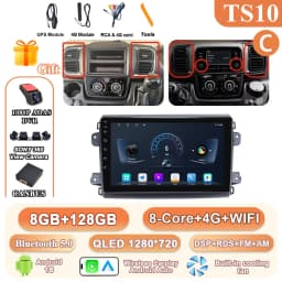 Car Radio For Peugeot Boxer/Fiat Ducato/Citroen Jumper 2006-2023 Stereo Android Auto Multimedia Player GPS Carplay 4G Wifi Video