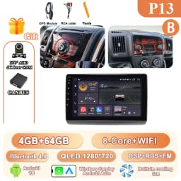 Car Radio For Peugeot Boxer/Fiat Ducato/Citroen Jumper 2006-2023 Stereo Android Auto Multimedia Player GPS Carplay 4G Wifi Video