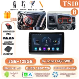 Car Radio For Peugeot Boxer/Fiat Ducato/Citroen Jumper 2006-2023 Stereo Android Auto Multimedia Player GPS Carplay 4G Wifi Video