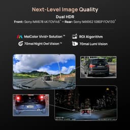 【SA Warehouse】70mai Dash Cam 4K A810S Dual HDR IMX678 Sensor, Wi-Fi 6 Voice Control GPS ADAS Supercapacitor 4G LTE, 70mai A810S