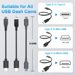 Dash Cam Power Adapter For Audi Porsche Volkswagen With Black 3-Pin Rain Sensor Rearview Mirror Adapter Type-C USB Plug and Play