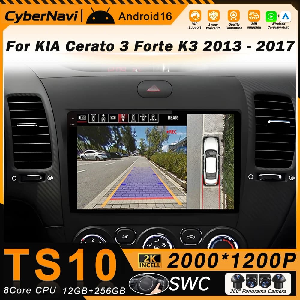 Carplay Android 16 For KIA Cerato 3 Forte K3 2013 2014 2015-2017 LHD RHD Car Radio Player Android Auto Multimedia GPS Navigation