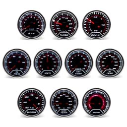 52mm Racing Gauge 12V LED Smoke Len -1~0~2 BAR Turbo Boost Water Temperature Oil Pressure Voltmeter Air Fuel Ratio Meter For 12V