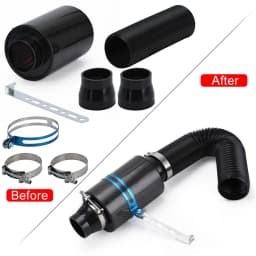HOMEFISH Universal Carbon Fibre Cold Air Intake Filter Box Enclosed Feed Induction Pipe Hose Kit for Car 1 Set