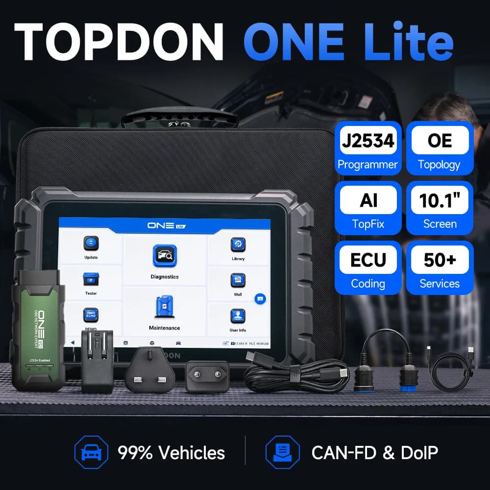 TOPDON ONE LITE 10' inch Car Diagnostic Tools Auto OBD OBD2 Scanner CAN FD/DOIP ECU Coding Bi-Directional 50+ Hot Functions