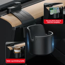Dashboard Water Cup Holder for Tesla Model Y YL Juniper 2025+ Model 3 Highland 19-26, Car Instrument Panel Tidying Phone Holder