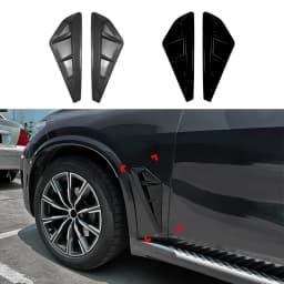 Car Side Air Fender Intake Vent Spoiler Cover For BMW X5 G05 M-Sport 2019 2020 2021 2022 Glossy Black ABS Shark Gilles Trim