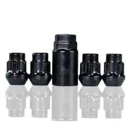 black locking lug nuts set  4 Locks + Key M12 x 1.5 12 x 1.5  Closed End Bulge 1.38"  Dual Hex Key 13/16" and 3/4"