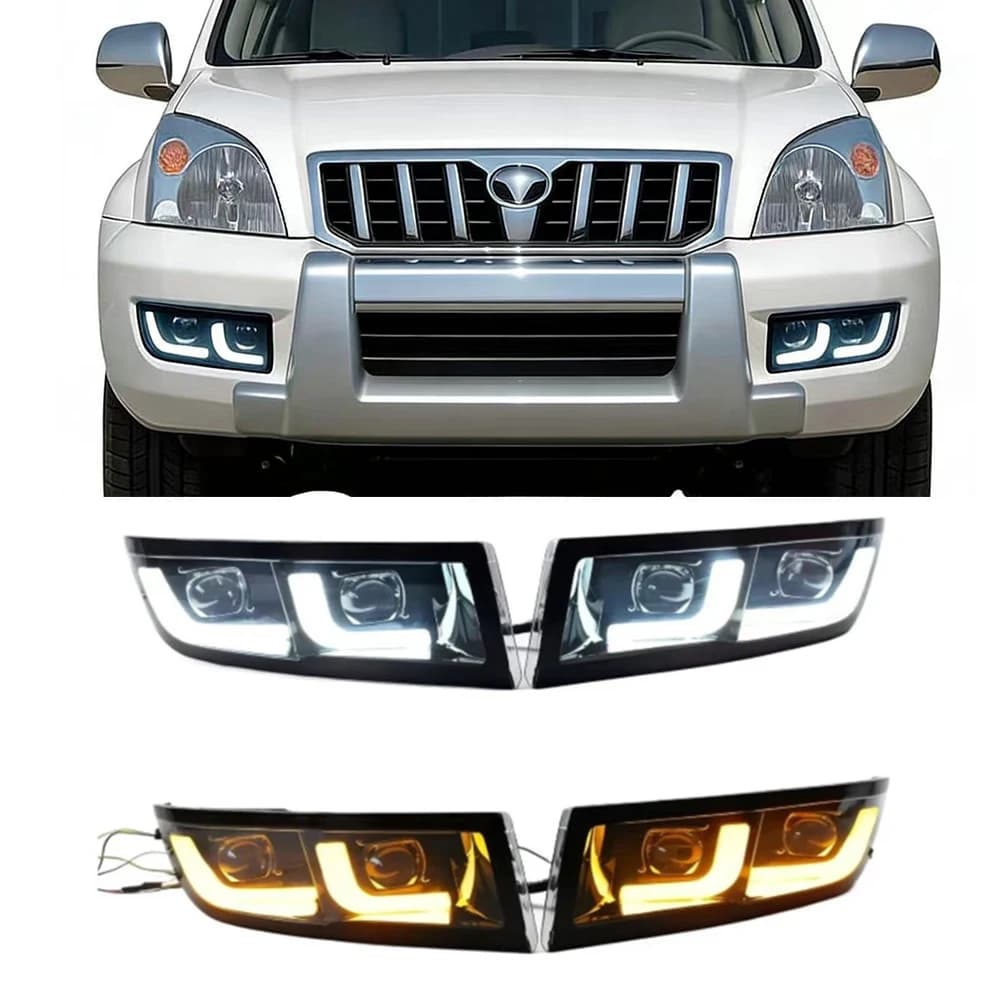 For Toyota Land Cruiser Prado 120 GRJ120 TRJ120 FJ120 LC120 2002-2010 Daytime Running Light LED Fog Lamp Turn Signal 2PCS