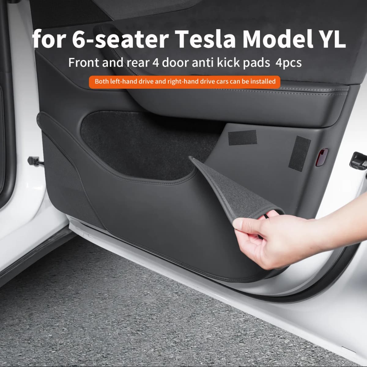For 6-Seater Tesla Model YL Front and Rear Door Anti Kick Pads, Door Panel Protection Pads, Anti-Wear Protection, 4pcs