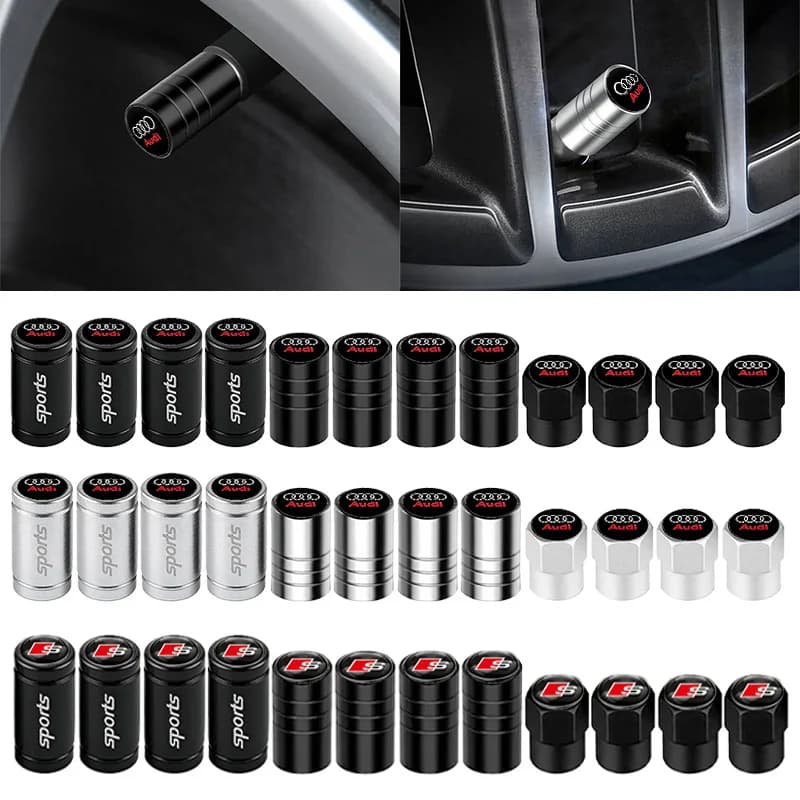 4Pcs For Audi Sports A4 B5 B6 B9 A1 A3 8L A6 C5 C7 Q3 Q5 Q7 Car Tire Tyre Valve Dust Caps Stem Covers Car Wheel Air Valve Cover