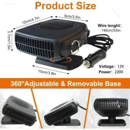 150W Electric Car Heater 12V/24V Air Cooler Fan Portable Demister Defroster Heating Fan Dryer Windshield Defogging Accessroies