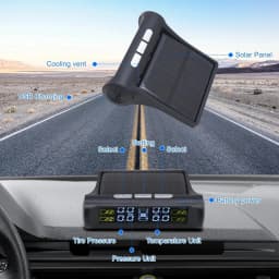 TPMS Solar Tire Pressure Sensor Car Tire Pressure Monitoring System with 4 Wheel Internal External Sensors TMPS
