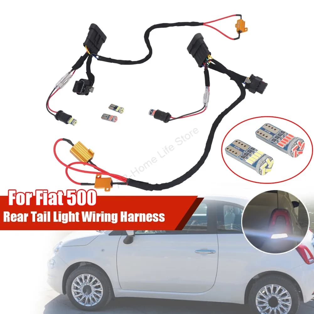 Brand New Tail Light Wiring Harness Conversion Kit For Fiat 500 Abarth Facelift Rear Light Retrofit with LED Bulbs