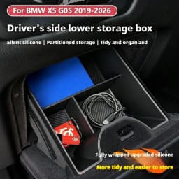 For BMW X5 X6 X7 G06 G07 G05 2019-2026 Under Main Driver Storage Box Tray Pallet Case Organizer Black Car Interior Accessories