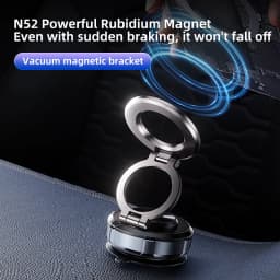 Strong Magnetic Car Phone Holder Foldable Design 90° Adjustable Vacuum Mount for Car/Desk/Bathroom/Universal Use