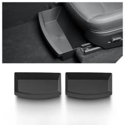 Under Seat Storage Box for Tesla Model Y Juniper 2025-2026 Hidden Front Seat Organizer Tray with Anti-Slip Padding Waterproof