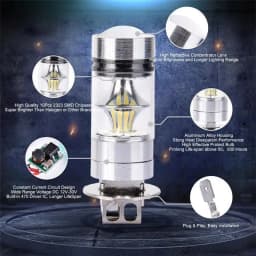 2pcs H1 100W LED Headlights Bulb Super Bright White 12-24V 20-SMD- Projector Fog Driving DRL- Light Bulb 6000K Car Accessories