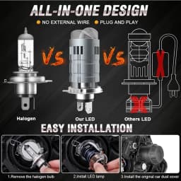 H4 LED Projection Lens Bulbs 800000LM Super Bright With Fan Plug And Play H4 Led Car Motorcycle Headlight CANBUS Auto Lamps 12V